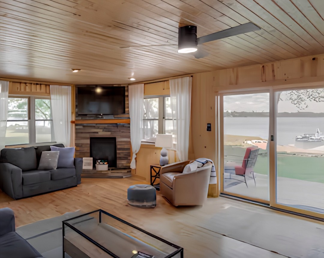 New ProVia patio door installation with a lake view in Crosslake, MN