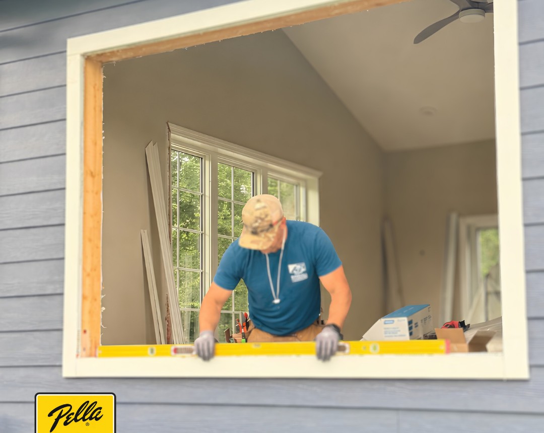 Window opening prepped for a Pella replacement window in Victoria, MN